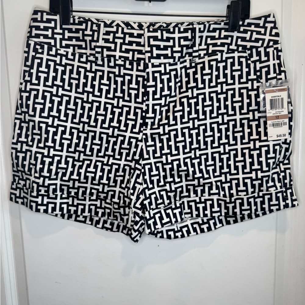 INC International Concepts Geometric Black and White Shorts